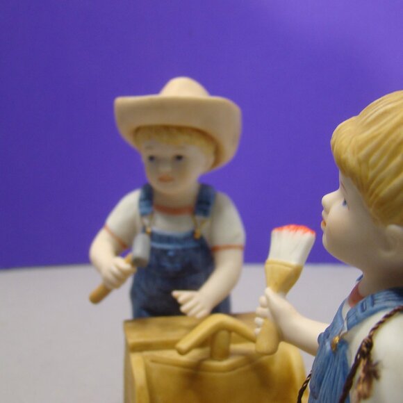 HOMCO DENIM DAYS "THE GO CART" PORCELAIN FIGURINE #15352-00 Farm with hang tag - Picture 8 of 16